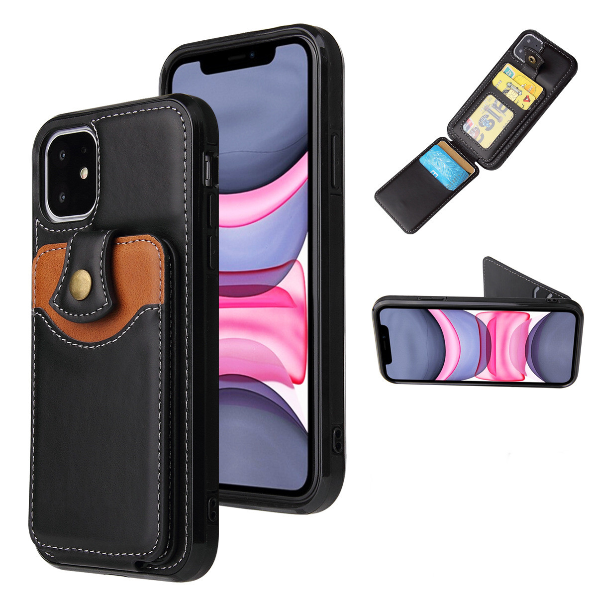 Funda volteable multifuncional billetera tarjeta moda