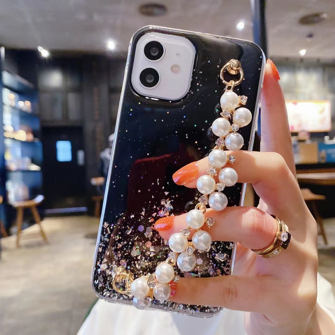 Pearl Bracelet Glue Dripping Starry Sky Mobile Phone Case