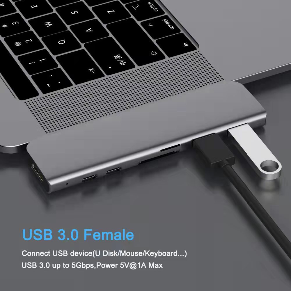 Convertidor HDMI tipo C doble 4k notebook 7 en 1