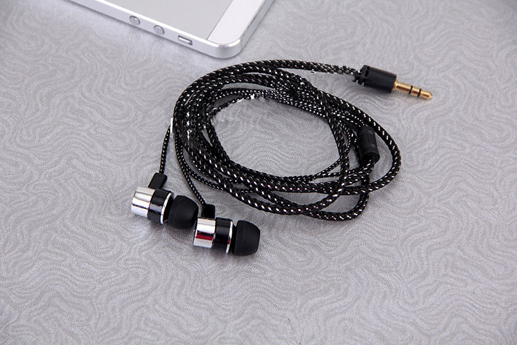 Auriculares subwoofer cuerda tela trenzada cable MP3 MP4