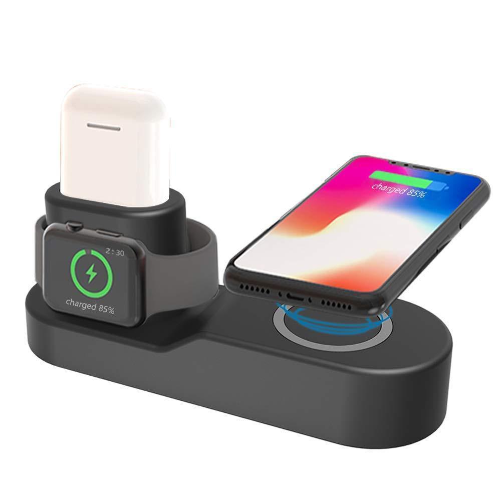 Cargador inalámbrico multifunción 3 en 1 compatible con Apple para teléfono, reloj y auriculares