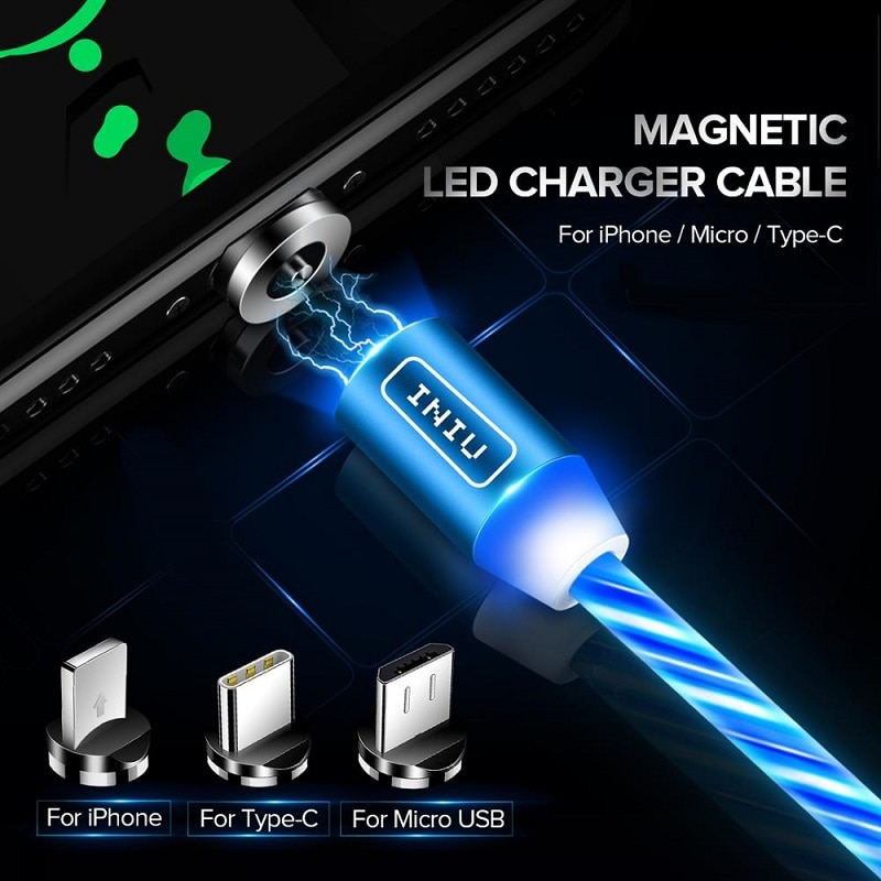 Cable USB magnético LED tipo C micro carga rápida compatible Apple