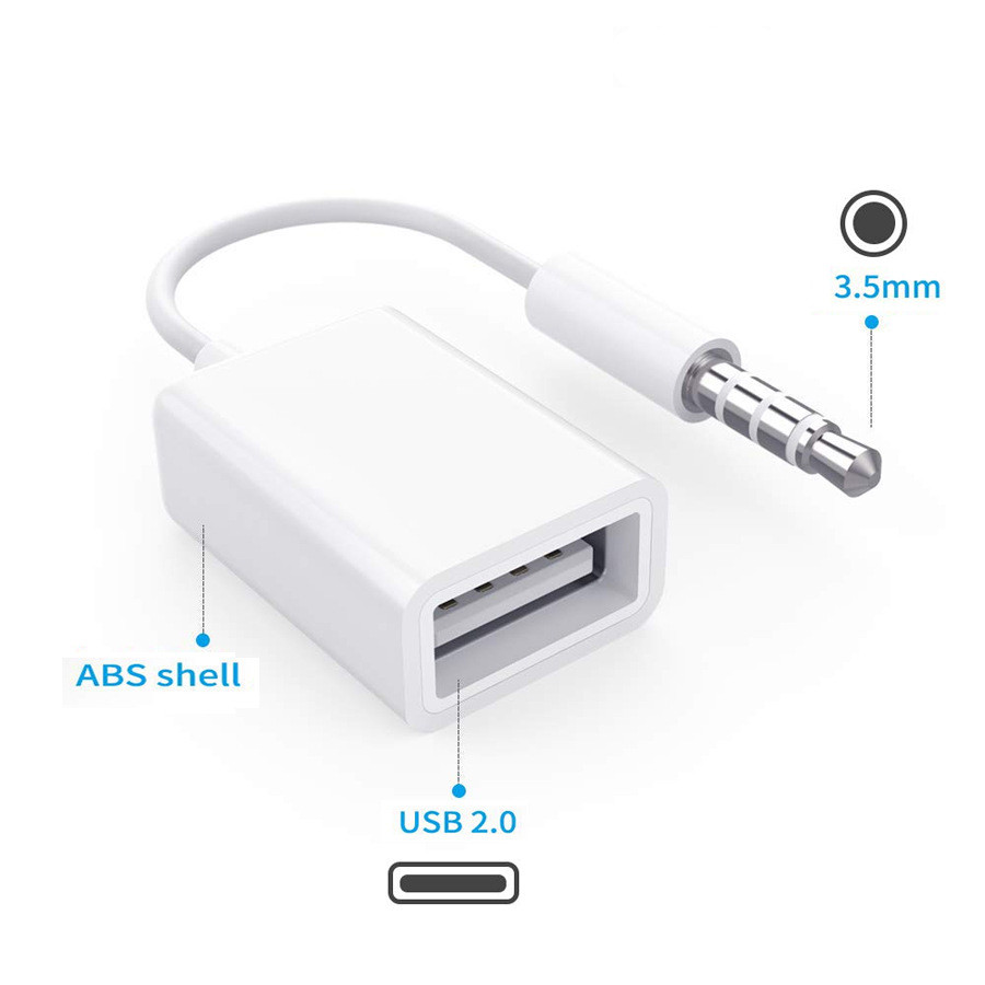 Cable convertidor MP3 auxiliar auto 3.5mm USB 2.0