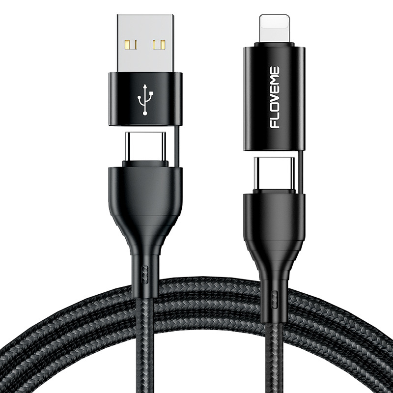 Cable datos teléfono 4 en 1 carga rápida 3A trenzado