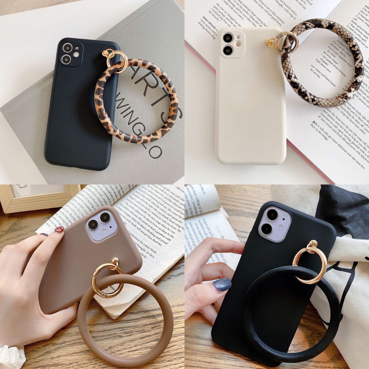 Funda para celular leopardo anillo colgante compatible Apple