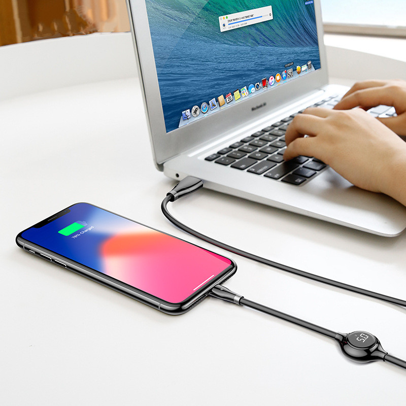 Compatible Apple Baseus pantalla digital iPhone X 8 Xs cable carga