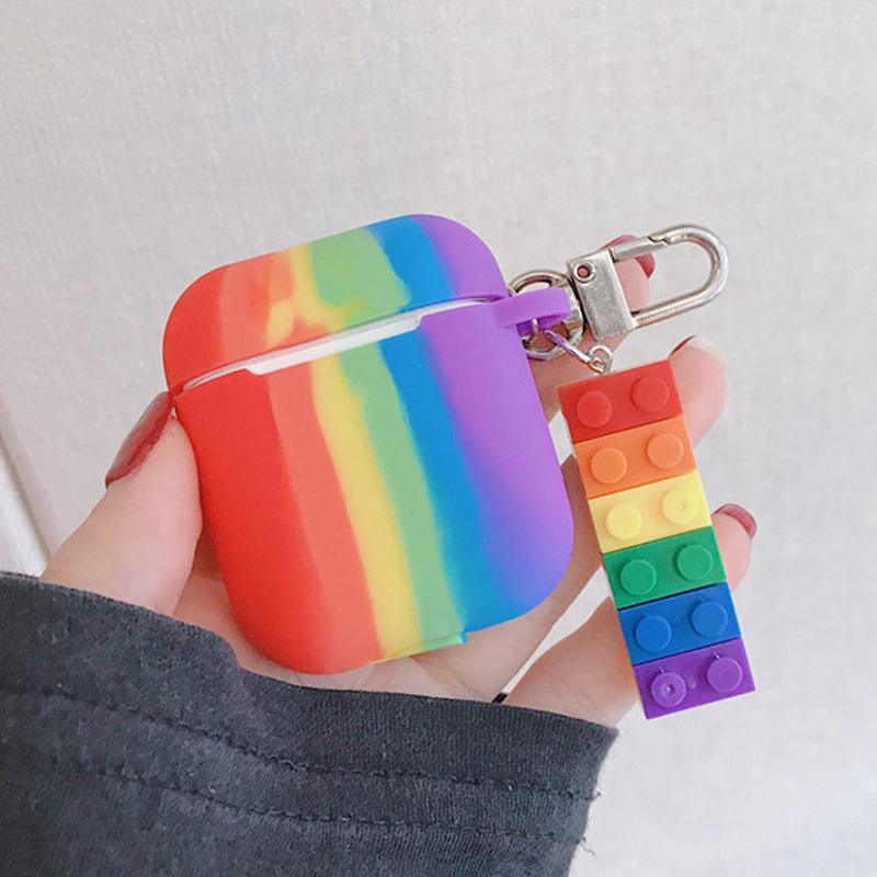 Funda compatible con Apple Airpods2 y Pro3, arcoíris, carcasa suave, personalizada