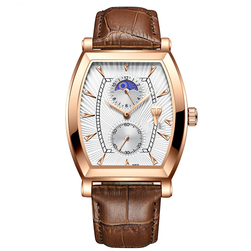 Reloj cuarzo hombre automático barril seis pines rectangular no mecánico