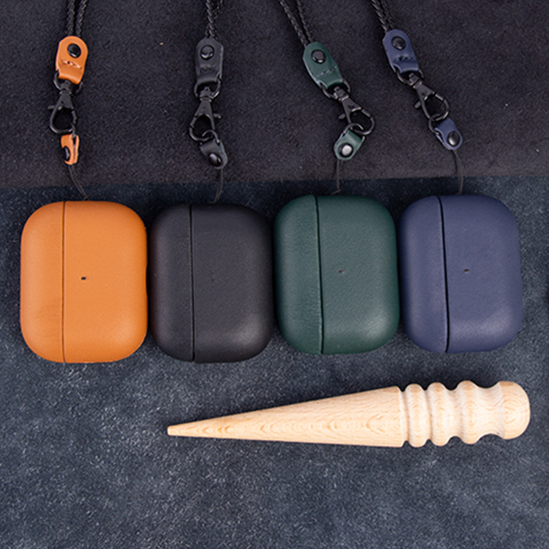 Funda protectora de cuero compatible Apple, auricular Bluetooth inalámbrico generación tres