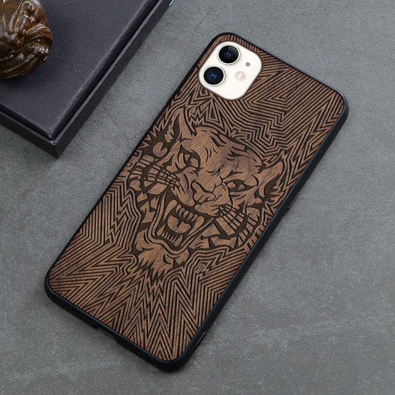 Funda madera retro para iPhone 12 mini antigolpes creativa