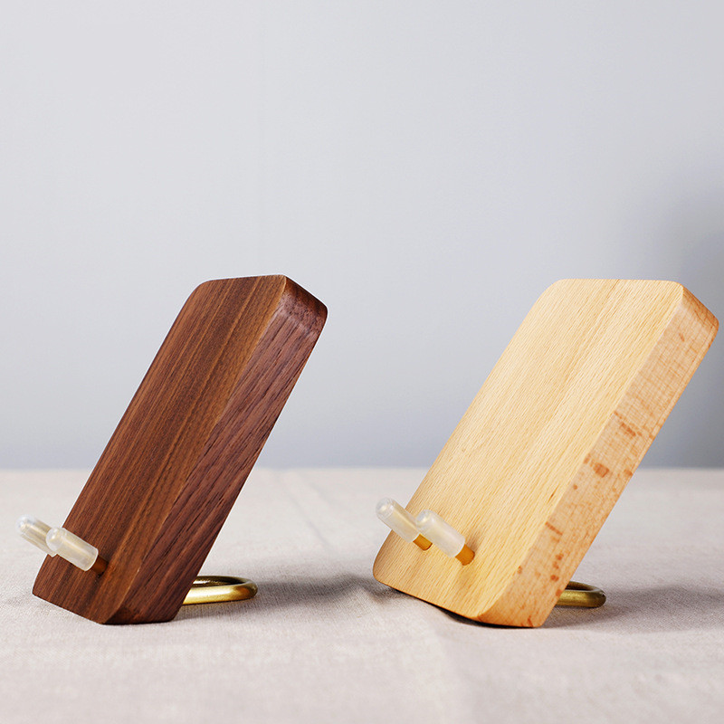 Soporte de madera maciza para teléfono compatible con Apple nogal negro universal