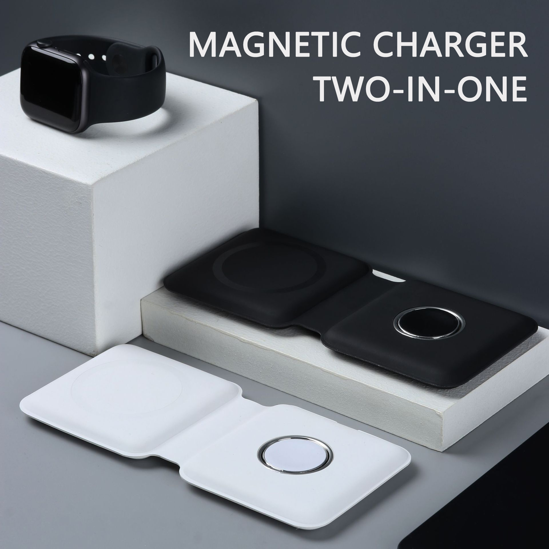 Cargador inalámbrico magnético 2 en 1 de absorción 15W de carga rápida