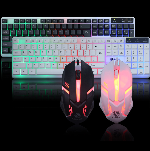 Teclado retroiluminado y mouse