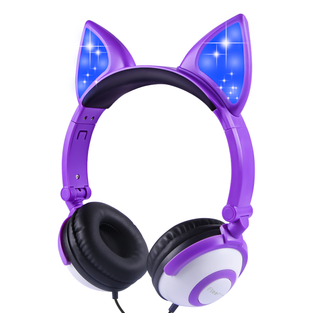 Auriculares LED intermitente orejas gato