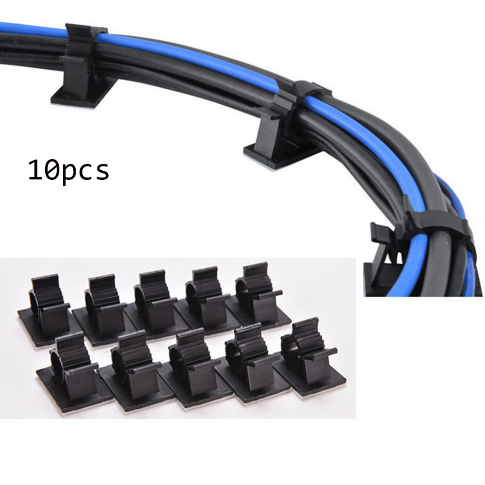 10 sujetacables adhesivos de nylon negro 13 mm