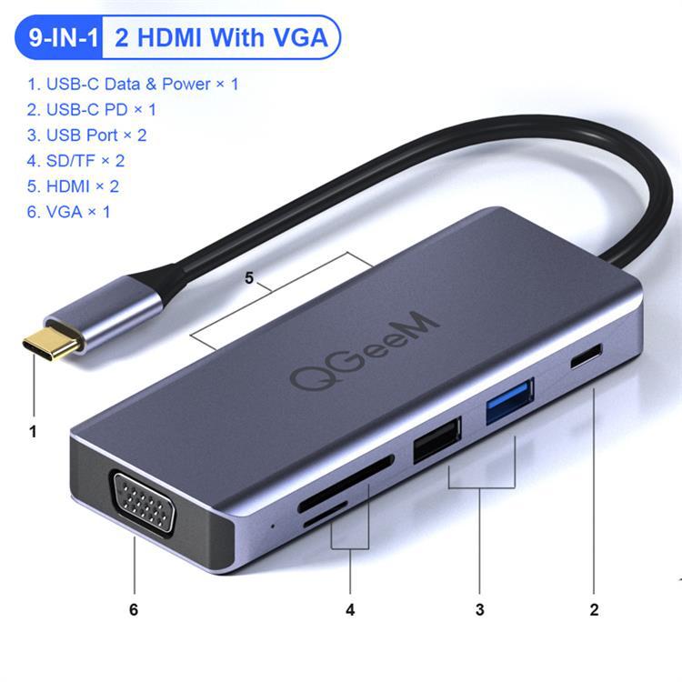 Hub multifuncional USB tipo C estación acoplamiento