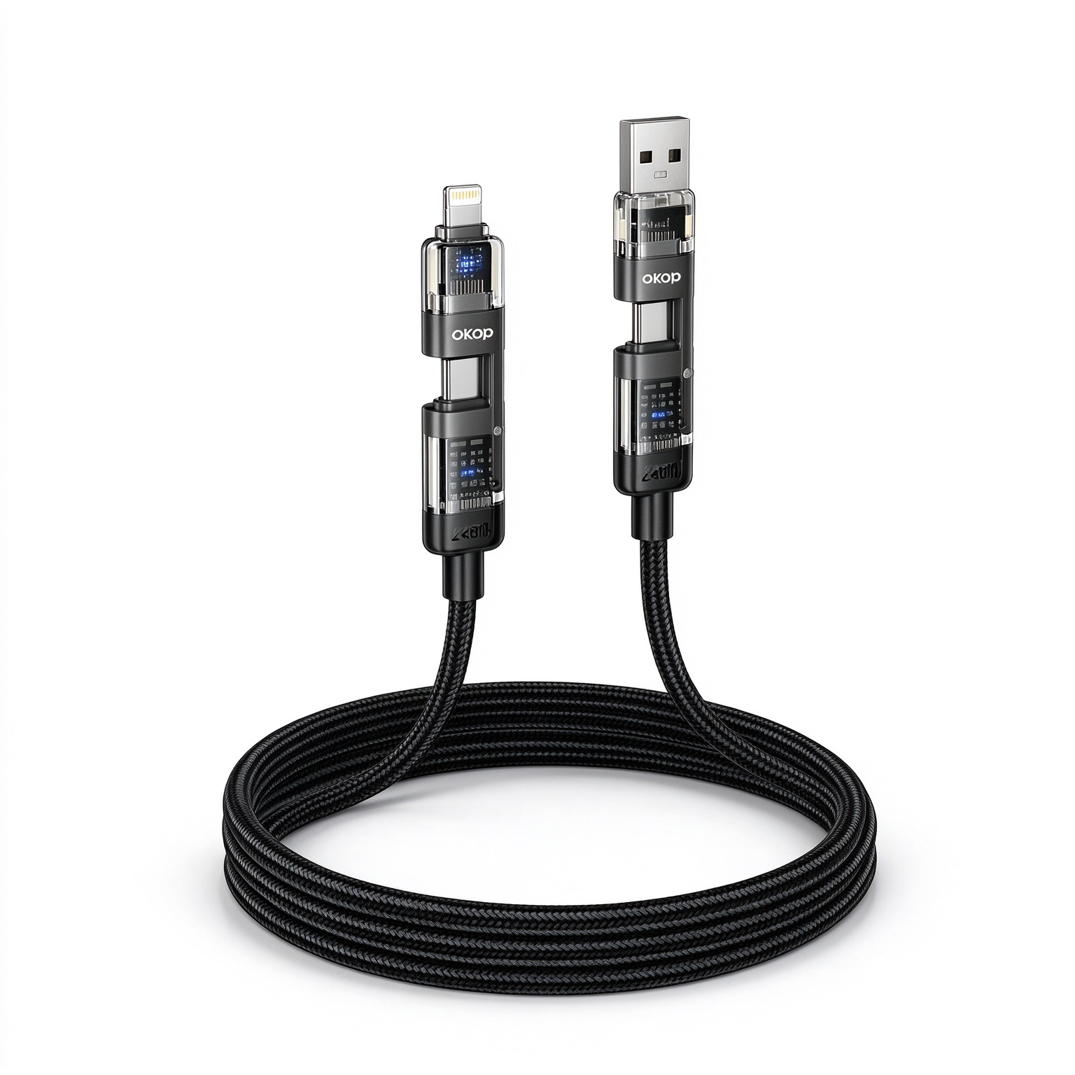 KP-328 Best-selling 4-in-1 Super-fast Charging Cable 240W Equipped With E-Marker Chip High-power 1.2 Meters In Stock