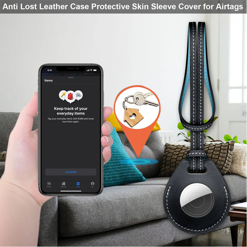 Funda PU lujo Apple AirTag protección impacto anti-arañazos llavero